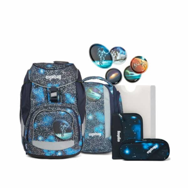 Ergobag Schulrucksack Pack 6tlg. Super Reflex Glow Edition Bär Anhalter durch di...