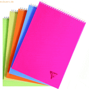 5 x Clairefontaine Spiralblock A4 90g/qm kariert farblos sortiert