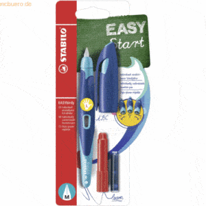 3 x Stabilo Schulfüller Easybirdy M Linkshänder mitternachtsblau/azur