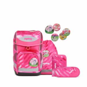 Ergobag Schulrucksack Cubo Set 5tlg. Neo Edition KuntBärbuntes Einhorn Pink