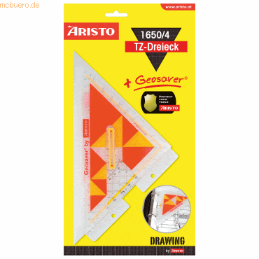 10 x Aristo Zeichendreieck TZ-Dreieck Acryl 250mm glasklar
