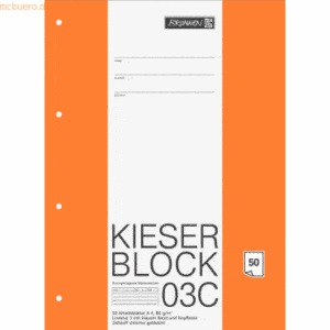 10 x Brunnen Kieser-Block A4 80g/qm Lineatur 3 50 Blatt