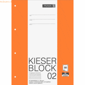 10 x Brunnen Kieser-Block A4 80g/qm Lineatur 2 50 Blatt
