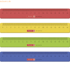 10 x Brunnen Lineal 16cm Kunststoff farbig sortiert