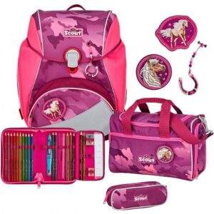 Scout Schulrucksack Alpha Set 4tlg. Funny Snaps Pink Horse