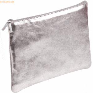 4 x Clairefontaine Schlampermäppchen Leder flach 22x11cm silver