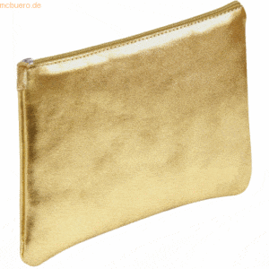 4 x Clairefontaine Schlampermäppchen Leder flach 22x11cm golden