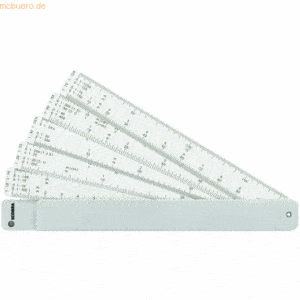 Ecobra Fächermaßstab 5 Kunststoffstreifen 150mm Aluminiumetui