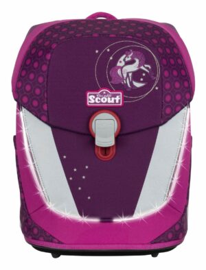 Scout Schulrucksack Exklusiv Sunny II Set 4tlg. Safety Light Moonlight Pony Lila...