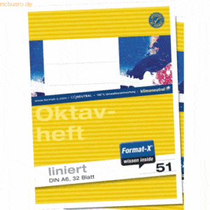 Format-X Oktavheft A6 liniert 32 Blatt