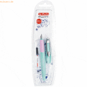 Herlitz Schulfüllhalter mypen M-Feder mint/lila