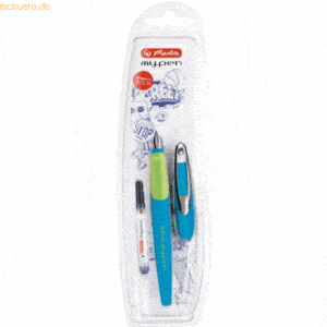 Herlitz Schulfüllhalter mypen M-Feder blue/lemon