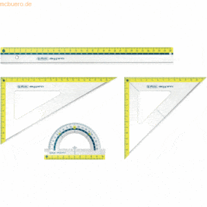 6 x Herlitz Geometrie-Set my.pen 4-teilig transparent/farbig sortiert