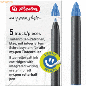 10 x Herlitz Tintenrollerpatrone my.pen blau VE=5 Stück