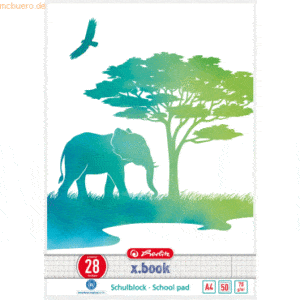 Herlitz Schulblock Greenline A4 50 Blatt Lineatur 28 Elefant