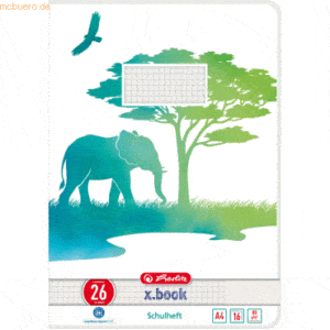 Herlitz Schulheft Greenline A4 16 Blatt Lineatur (26) Motiv Elefant