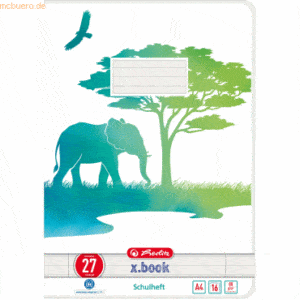 Herlitz Schulheft Greenline A4 16 Blatt Lineatur (27) Motiv Elefant