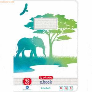 Herlitz Schulheft Greenline A4 16 Blatt Lineatur (28) Motiv Elefant