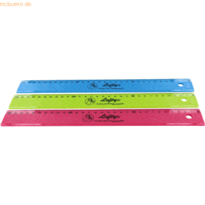 5 x Kum Lineal L03 Flexi Lefty 30cm Linkshand farbig sortiert