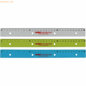 20 x Kum Lineal L03 Ruler File zum Abheften 30cm farbig sortiert