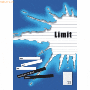 10 x Landre Schulheft Limit A4 Lineatur 21 16 Blatt blau