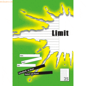 Landre Schulheft Limit A4 Lineatur 25 16 Blatt grün