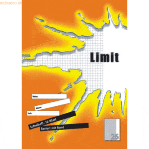 10 x Landre Schulheft Limit A4 Lineatur 26 16 Blatt orange