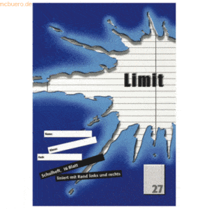 Landre Schulheft Limit A4 Lineatur 27 16 Blatt blau
