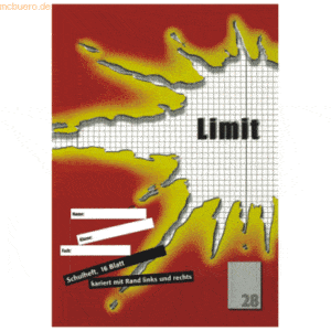 10 x Landre Schulheft Limit A4 Lineatur 28 16 Blatt rot