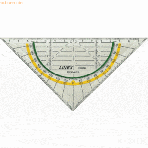 10 x Linex Geodreieck Super 16 cm transparent rutschfest