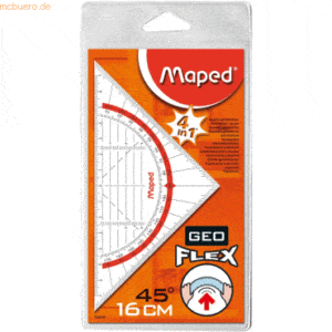 20 x Maped Geodreieck Geo-Flex Plastik 16cm transparent Kunststoff-Etu