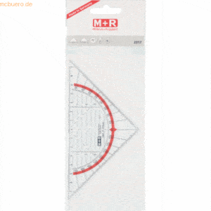 10 x M+R Geodreieck 16cm glasklar rot hinterlegt