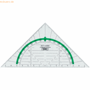 10 x M+R Geodreieck Green Line 16cm glasklar grün hinterlegt