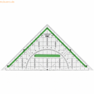 10 x M+R Geodreieck 23cm glasklar grün hinterlegt