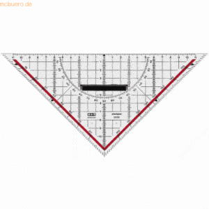 M+R Geodreieck 23cm Acrylglas glasklar rot hinterlegt