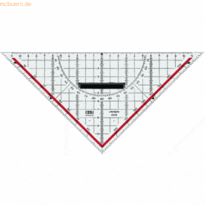 M+R Geodreieck 25cm Acrylglas glasklar rot hinterlegt