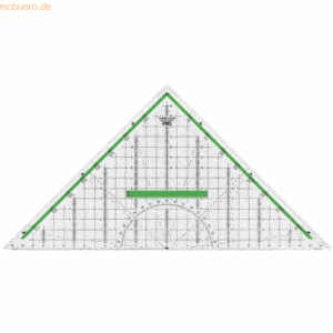 M+R Geodreieck 32cm glasklar grün hinterlegt