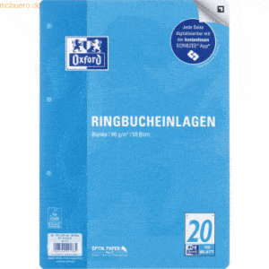 5 x Oxford Ringbucheinlagen A4 90g/qm 50 Blatt Lineatur 20 Scribzee ko