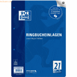 5 x Oxford Ringbucheinlagen A4 90g/qm 50 Blatt Lineatur 21 Scribzee ko