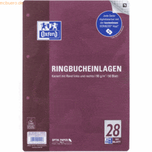 5 x Oxford Ringbucheinlagen A4 90g/qm 50 Blatt Lineatur 28 Scribzee ko