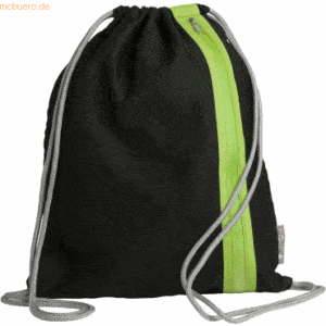 Pagna Turnbeutel 46x36cm Go schwarz mit Zipper lindgrün