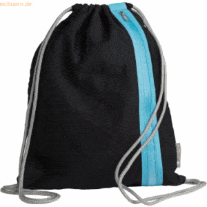 Pagna Turnbeutel 46x36cm Go schwarz mit Zipper azurblau