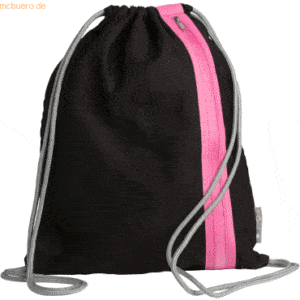 Pagna Turnbeutel 46x36cm Go schwarz mit Zipper dunkelrosa