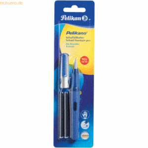 8 x Pelikan Schulfüller Pelikano P480 M blau + 2 Tintenpatronen GTP Bl